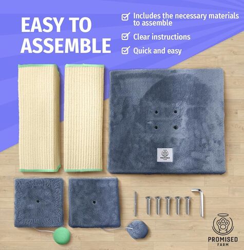 Tall Cat Scratching Post 32 Inches - Protects Furniture - Durable and Sturdy Design - Aesthetic Cat Accessories Essentials Grey/Blue in Saudi Arabia