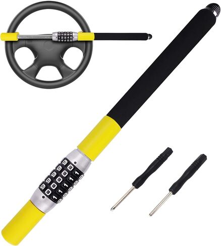 Tevlaphee Steering Wheel Lock Anti Theft Security Extendable Device Retractable Keyless Password 5 Coded Combination Antitheft Lock Heavy Duty Universal Fit for Vehicle Car Truck Van SUV Twin Hooks in Saudi Arabia