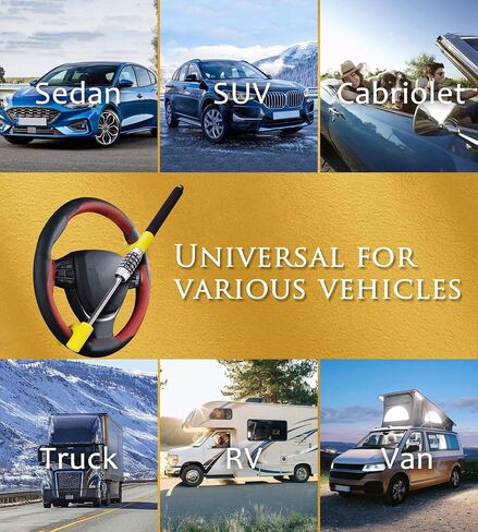 Tevlaphee Steering Wheel Lock Anti Theft Security Extendable Device Retractable Keyless Password 5 Coded Combination Antitheft Lock Heavy Duty Universal Fit for Vehicle Car Truck Van SUV Twin Hooks in Saudi Arabia