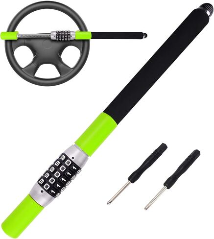 Tevlaphee Steering Wheel Lock Anti Theft Security Extendable Device Retractable Keyless Password 5 Coded Combination Antitheft Lock Heavy Duty Universal Fit for Vehicle Car Truck Van SUV Twin Hooks in Saudi Arabia
