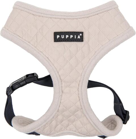 Puppia Irvin Dog Harness Over-The-Head Warm Winter Diamond Pattern Adjustable Chest for Small and Medium Dog, Cream, Medium in Kuwait