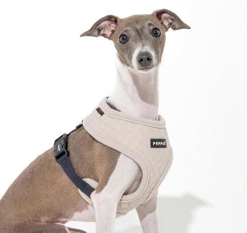 Puppia Irvin Dog Harness Over-The-Head Warm Winter Diamond Pattern Adjustable Chest for Small and Medium Dog, Cream, Medium in Kuwait