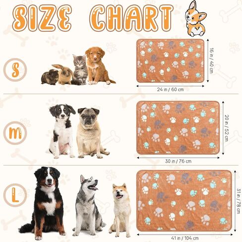 20 Pcs Puppy Blankets with Paw Print Soft Fluffy Fleece Pet Blankets Sleep Mat Flannel Throw Washable for Small Medium Large Dogs Puppy Cats, 10 Styles (24 x 16 Inches) in Saudi Arabia