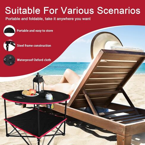 Camping Table Beach Tables for Sand Foldable with 4 Cup Holders and Carrying Bags Folding Picnic Table for Outdoor Indoor Beach BBQ Outdoor Fishing in Saudi Arabia