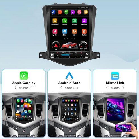 5GWiFi ترقية راديو ستيريو للسيارة لسيارة شيفروليه تشيفي كروز 2009-2015 - Carplay اللاسلكي ونظام تحديد المواقع العالمي للملاحة التلقائي بنظام Android - 4 جيجابايت + 32 جيجابايت 10.4 بوصة شاشة لمس على شكل حرف T بلوتوث RDS FM SWC in Kuwait