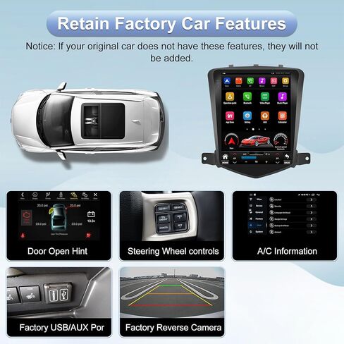 5GWiFi ترقية راديو ستيريو للسيارة لسيارة شيفروليه تشيفي كروز 2009-2015 - Carplay اللاسلكي ونظام تحديد المواقع العالمي للملاحة التلقائي بنظام Android - 4 جيجابايت + 32 جيجابايت 10.4 بوصة شاشة لمس على شكل حرف T بلوتوث RDS FM SWC in Kuwait