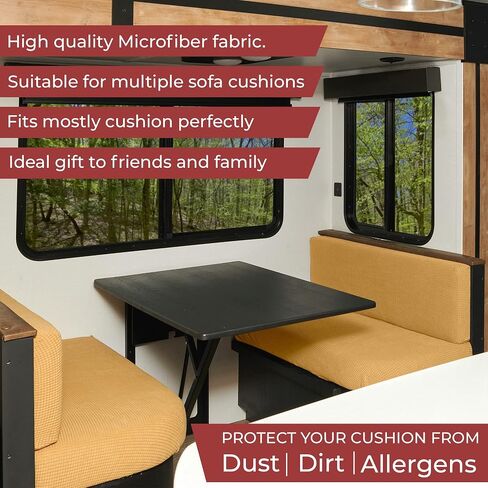 أغطية وسائد Hudson Comfort RV Dinette - نسيج ناعم قابل للتمدد من الألياف الدقيقة مصمم ليناسب مجموعة واسعة من المقاعد - أغطية وسائد التخييم تتضمن غطاء مسند ظهر واحد وغطاء مقعد واحد (لون رمادي) in Kuwait