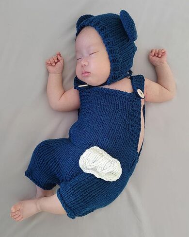 Newborn Photography Bear Outfits Baby Photoshoot Crochet Outfit Knitted Romper Boy Girl in Saudi Arabia