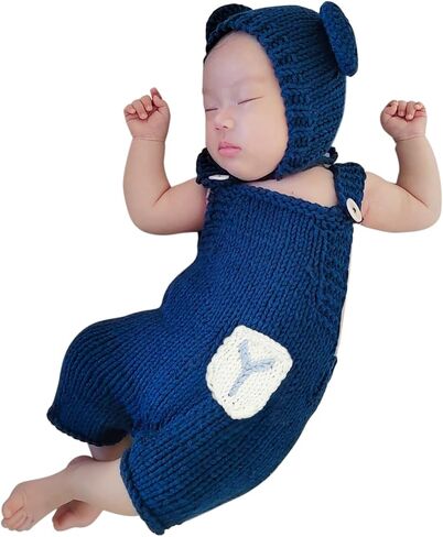 Newborn Photography Bear Outfits Baby Photoshoot Crochet Outfit Knitted Romper Boy Girl in Saudi Arabia