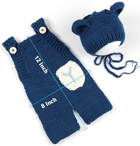 Newborn Photography Bear Outfits Baby Photoshoot Crochet Outfit Knitted Romper Boy Girl in Saudi Arabia