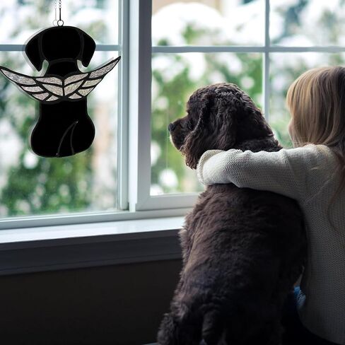 Stained Glass Angel Dog Memorial Gifts for Loss of Dog,Pet Memorial Gifts Suncatcher Ornament for Window Hanging,in Memory of Dog Passing Away Gifts,Pet Sympathy Gifts for Dogs in Saudi Arabia