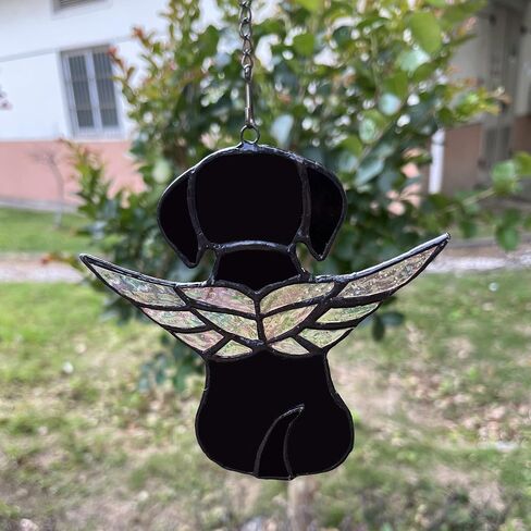 Stained Glass Angel Dog Memorial Gifts for Loss of Dog,Pet Memorial Gifts Suncatcher Ornament for Window Hanging,in Memory of Dog Passing Away Gifts,Pet Sympathy Gifts for Dogs in Saudi Arabia