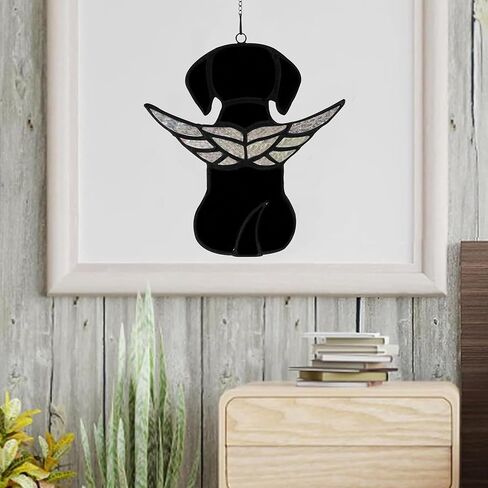 Stained Glass Angel Dog Memorial Gifts for Loss of Dog,Pet Memorial Gifts Suncatcher Ornament for Window Hanging,in Memory of Dog Passing Away Gifts,Pet Sympathy Gifts for Dogs in Saudi Arabia