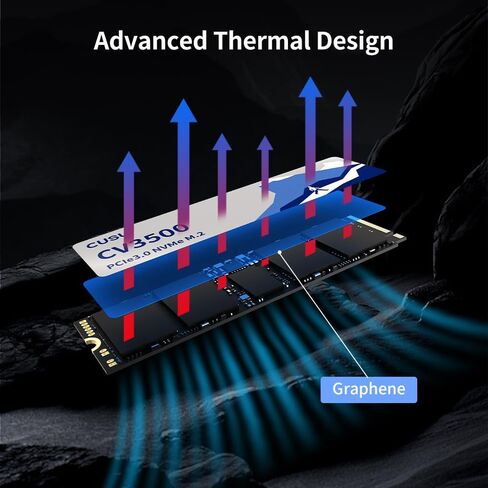 محرك أقراص الحالة الصلبة الداخلي CUSU CV3500 SSD 1 تيرابايت PCIe Gen3x4 NVMe M.2 2280، سرعة قراءة تصل إلى 3500 ميجابايت/ثانية، مع ملصق تبريد، تخزين للكمبيوتر الشخصي وسطح المكتب وأجهزة الكمبيوتر المحمولة in Saudi Arabia
