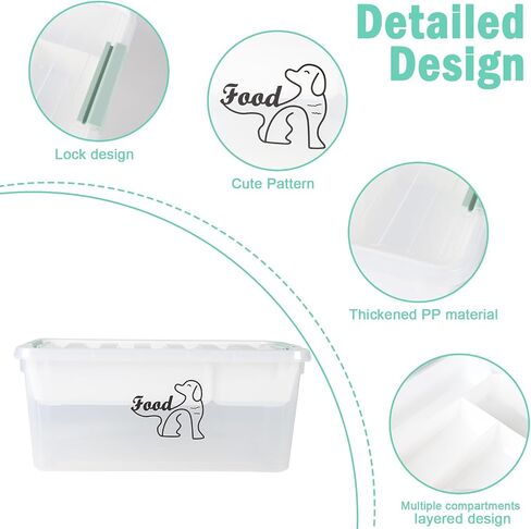 2-Layer Dog Food Storage Container,Dog Treat Box with Food Scoop,Clear Dog Food Bin with Lid and Snack Tray,Stackable Storage Box for Pet Food,Dog Kibble,Jerky,Treat Sticks-BPA Free in Saudi Arabia