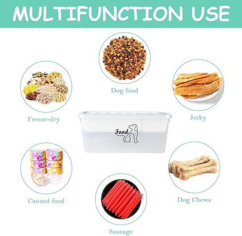 2-Layer Dog Food Storage Container,Dog Treat Box with Food Scoop,Clear Dog Food Bin with Lid and Snack Tray,Stackable Storage Box for Pet Food,Dog Kibble,Jerky,Treat Sticks-BPA Free in Saudi Arabia
