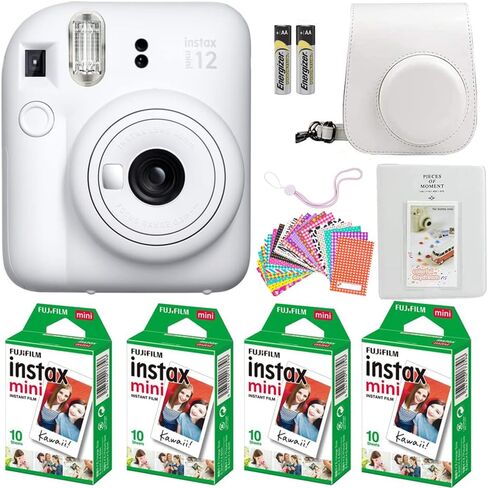 Fujifilm Instax Mini 12 Instant Camera Pastel Blue with Fujifilm Instant Mini Film Value Pack 40 Sheets + Accessories Including Blue Carrying Case with Strap, Photo Album, Stickers (Pastel Blue) in Saudi Arabia