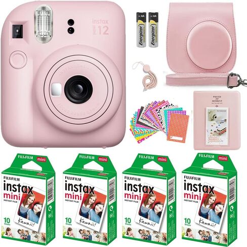 Fujifilm Instax Mini 12 Instant Camera Pastel Blue with Fujifilm Instant Mini Film Value Pack 40 Sheets + Accessories Including Blue Carrying Case with Strap, Photo Album, Stickers (Pastel Blue) in Saudi Arabia