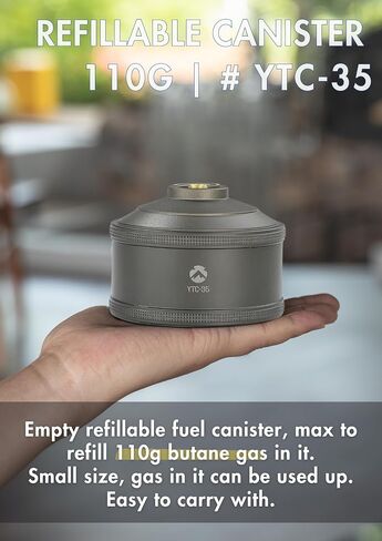 CAMPINGMOON Empty Refillable Gas Fuel Cylinder Standard for Backpacking Camping Stove EN417 Lindal Valve 110g Green YTC-35 in Saudi Arabia
