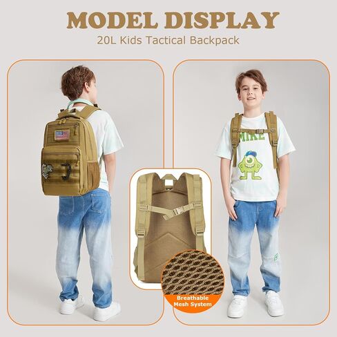 Kids tactical Backpack for Boys School Bag 20L mini Children Backpack for Outdoor Camping Travel (Black CM) in Saudi Arabia