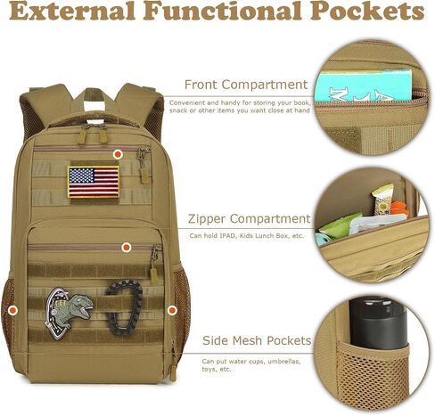 Kids tactical Backpack for Boys School Bag 20L mini Children Backpack for Outdoor Camping Travel (Black CM) in Saudi Arabia