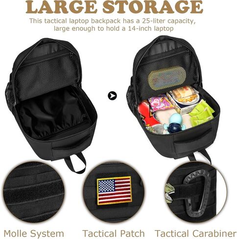 حقيبة ظهر للأطفال للأولاد 20 لتر حقيبة مدرسية تكتيكية لرياض الأطفال خفيفة الوزن حقيبة كتب للأطفال (مموهة باللون الأسود) in Kuwait