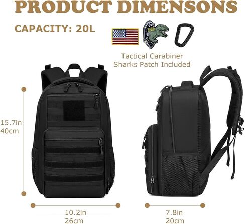 حقيبة ظهر للأطفال للأولاد 20 لتر حقيبة مدرسية تكتيكية لرياض الأطفال خفيفة الوزن حقيبة كتب للأطفال (مموهة باللون الأسود) in Kuwait