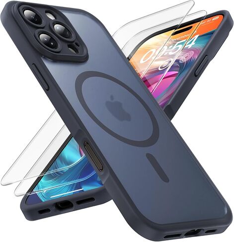 حافظة TOCOL مغناطيسية 3 في 1 لهاتف iPhone 16 Pro، مطورة [حماية كاملة للكاميرا] متوافقة مع MagSafe [حماية من الدرجة العسكرية 16 قدمًا] ممتص للصدمات لجهاز Pro 6.3 بوصة، أسود فضائي in Saudi Arabia