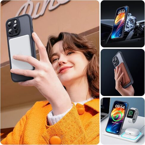 حافظة TOCOL مغناطيسية 3 في 1 لهاتف iPhone 16 Pro، مطورة [حماية كاملة للكاميرا] متوافقة مع MagSafe [حماية من الدرجة العسكرية 16 قدمًا] ممتص للصدمات لجهاز Pro 6.3 بوصة، أسود فضائي in Saudi Arabia