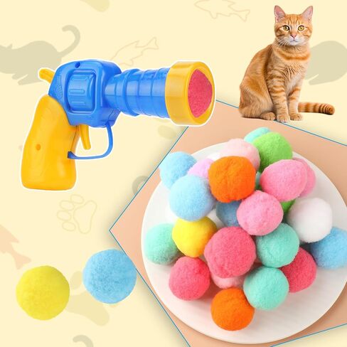 30 قطعة قاذفة كرات للقطط مع كرة قطيفة، ألعاب للقطط، كرات بوم للقطط، لعبة كرة قطيفة مرنة، ألعاب تفاعلية داخلية للقطط وتدريب القطط واللعب in Kuwait