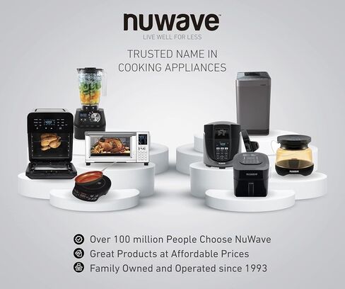تتضمن مقلاة الهواء الرقمية NUWAVE BRIO سعة 4.5 لتر تحكمًا دقيقًا في درجة الحرارة، وأدوات تحكم رقمية بلمسة واحدة، و6 إعدادات مسبقة سهلة، والتحكم في القوة الكهربائية، وكتاب الوصفات، وتطبيق Nuwave Cooking Club in Kuwait