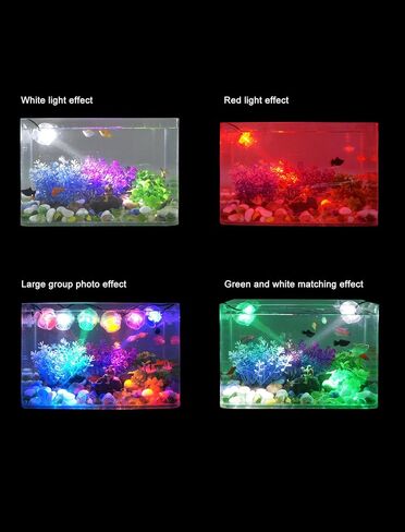 GLOGLOW Aquarium Lights, Plastic LED Fish Colourful Gradient Waterproof Submersible Night Spot Light LED Aquarium Light Fish Colored Light(US Plug White) in Saudi Arabia