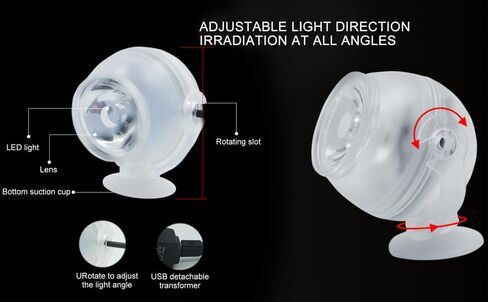 GLOGLOW Aquarium Lights, Plastic LED Fish Colourful Gradient Waterproof Submersible Night Spot Light LED Aquarium Light Fish Colored Light(US Plug White) in Saudi Arabia