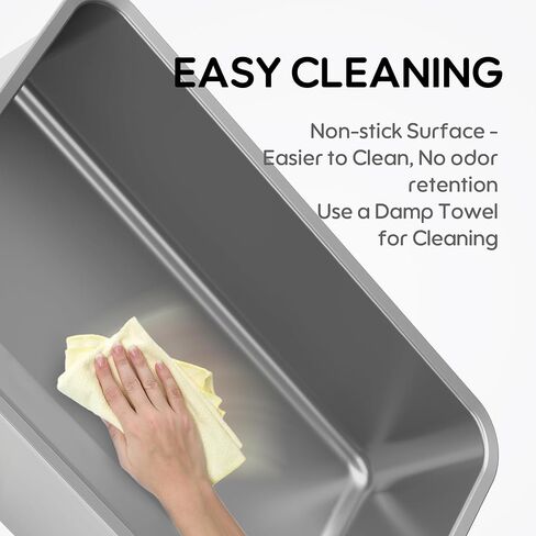 Citylife Stainless Steel Litter Box Cat Litter Box Enclosure with Lid 19.49" L x 13.6" W x 6.7" H, Metal Litter Box for Kitty Cats with High Sided, Non-Sticky, Odorless, Spill Proof, Light Grey in Kuwait