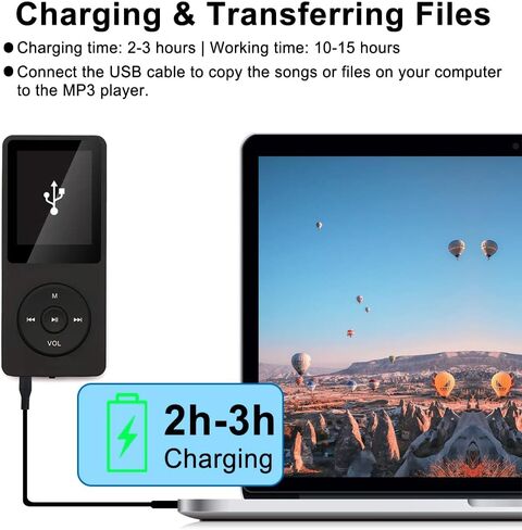 32GB Bluetooth MP3 Player with Speaker, SKYBESS HiFi Lossless MP3 Music Player for Kids, Portable MP3 Media Player with FM Radio| Voice Recorder| Alarm Clock, Supports up to 128GB, Including Earphones in Saudi Arabia