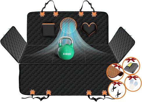 Back Seat Extender for Dogs, 600D Anti-Scracth Dog Car Seat Cover with Hard Bottom,NonSlip Dog Hammock for Car Backseat Protector ,100%Waterproof Dog Car Seat Bed with Mesh Window for Car/Truck/SUV in Saudi Arabia