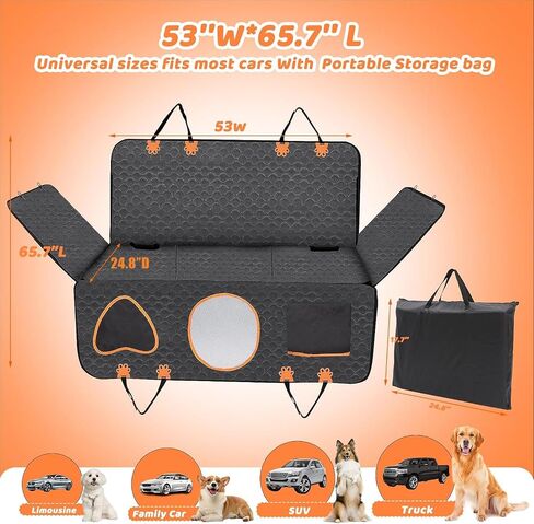 Back Seat Extender for Dogs, 600D Anti-Scracth Dog Car Seat Cover with Hard Bottom,NonSlip Dog Hammock for Car Backseat Protector ,100%Waterproof Dog Car Seat Bed with Mesh Window for Car/Truck/SUV in Saudi Arabia