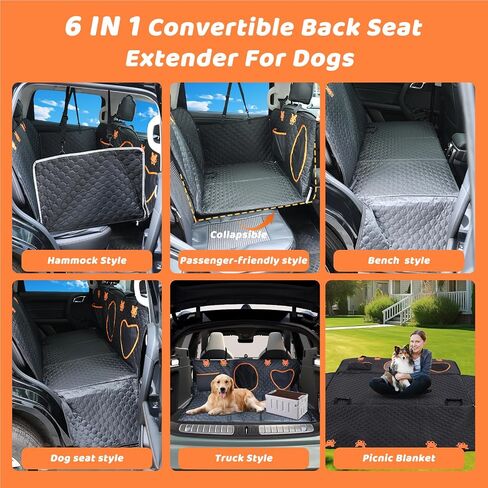 Back Seat Extender for Dogs, 600D Anti-Scracth Dog Car Seat Cover with Hard Bottom,NonSlip Dog Hammock for Car Backseat Protector ,100%Waterproof Dog Car Seat Bed with Mesh Window for Car/Truck/SUV in Saudi Arabia