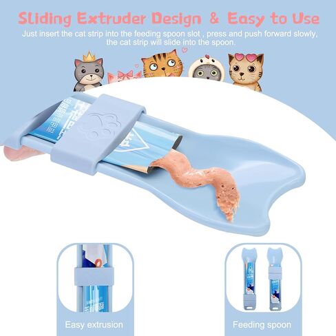 Yummy Sam 2pcs Cat Strip Feeders, Kitten Strip Squeeze Spoon for Wet Food and Liquid Snack, Cat Lickable Puree Treat Food Dispenser Pet Food Mixing Spoon Feeding Scoop for Puppies Small Pets in Saudi Arabia