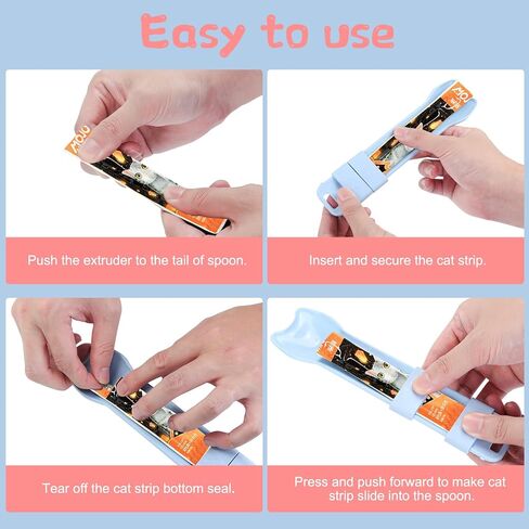 Yummy Sam 2pcs Cat Strip Feeders, Kitten Strip Squeeze Spoon for Wet Food and Liquid Snack, Cat Lickable Puree Treat Food Dispenser Pet Food Mixing Spoon Feeding Scoop for Puppies Small Pets in Saudi Arabia