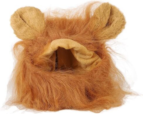 Lion Mane Wig, Cotton Fluffy Authentic Design Funny Lion Mane Hat Adjustable Washable Easy to Wear Lion Mane Costume for Cat Small Dog Halloween Christmas (Light Brown) in Saudi Arabia