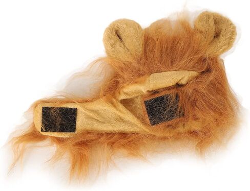 Lion Mane Wig, Cotton Fluffy Authentic Design Funny Lion Mane Hat Adjustable Washable Easy to Wear Lion Mane Costume for Cat Small Dog Halloween Christmas (Light Brown) in Saudi Arabia