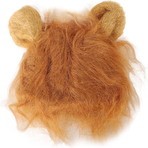 Lion Mane Wig, Cotton Fluffy Authentic Design Funny Lion Mane Hat Adjustable Washable Easy to Wear Lion Mane Costume for Cat Small Dog Halloween Christmas (Light Brown) in Saudi Arabia