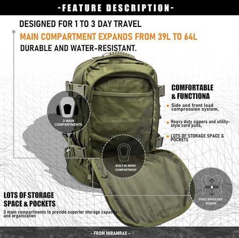 Tactical Backpack Military Backpacks for Men Army Expandable 3 Day Assault Pack Molle Backpacks Bug Out Bag for Camping Hiking Rucksack Fishing in Saudi Arabia