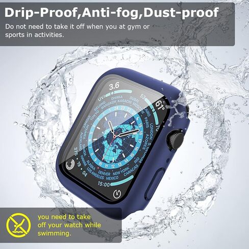 [عبوة من قطعتين] حافظة متوافقة مع ساعة Apple Watch Series 10 مقاس 46 ملم مع واقي شاشة، حافظة صلبة رفيعة للغاية مضادة للصدمات من البولي كربونات، غطاء واقٍ بحافة شاملة لملحقات iWatch Series 10، أسود وأزرق in Saudi Arabia