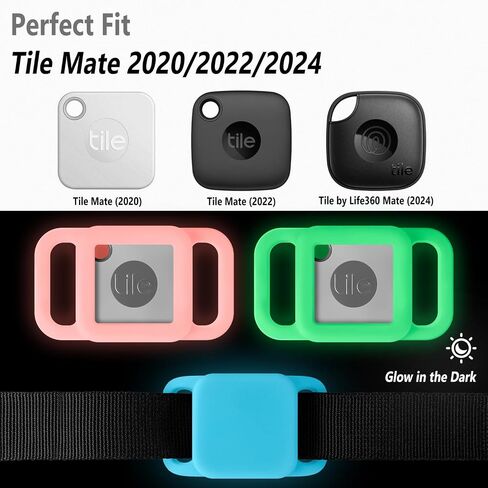 حافظة سيليكون Geiomoo لـ Tile Mate 2024، Tile Mate 2022، Tile Mate 2020، غطاء لتعقب مضاد للخدش، حامل حماية علامة مكتشف للكلاب والقطط والحيوانات الأليفة والأطفال (أخضر مضيء + وردي + أزرق) in Saudi Arabia