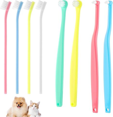 8pcs Pet Toothbrush, 3 Styles Cat & Dog Toothbrush Micro Brush Head Puppy Mini Toothbrush Soft Bristle Small Dog Dental Clean Kit for Teeth Clean Plaque Tartar Formation (Colour 2) in Saudi Arabia