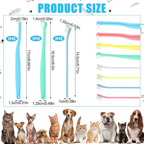 8pcs Pet Toothbrush, 3 Styles Cat & Dog Toothbrush Micro Brush Head Puppy Mini Toothbrush Soft Bristle Small Dog Dental Clean Kit for Teeth Clean Plaque Tartar Formation (Colour 2) in Saudi Arabia