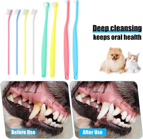 8pcs Pet Toothbrush, 3 Styles Cat & Dog Toothbrush Micro Brush Head Puppy Mini Toothbrush Soft Bristle Small Dog Dental Clean Kit for Teeth Clean Plaque Tartar Formation (Colour 2) in Saudi Arabia