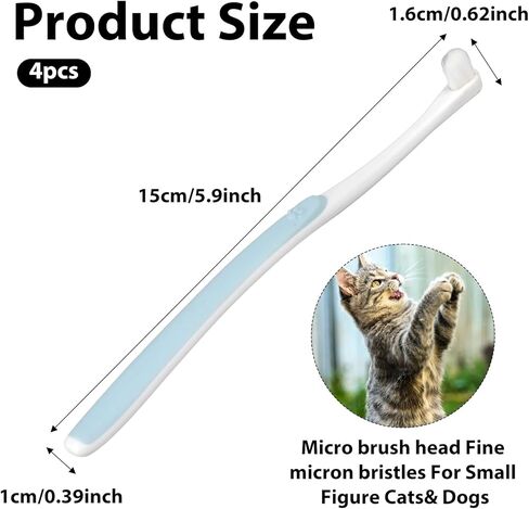 4 Pcs Small Dog Toothbrush Micro Brush Head Nano Soft Bristle Comfort Grip Gentle Pet Toothbrush for Puppy Kitten Sensitive Gum and Teeth Cats Dogs Teeth Cleaning Dental Care in Kuwait